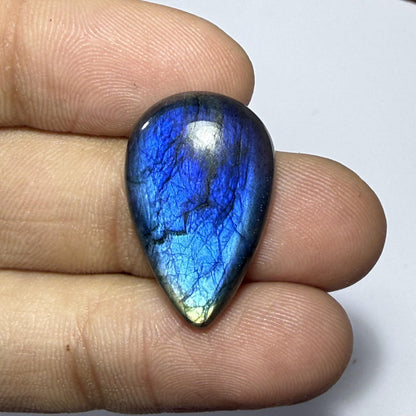Natural Blue Labradorite Pear Cabochon, Flash Labradorite Gemstone, Pear Shape Loose Stone, Jewelry, Crystal Healing Gift (23x15x5mm 13cts)