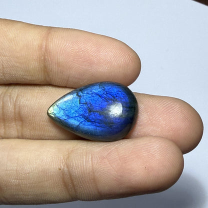 Natural Blue Labradorite Pear Cabochon, Flash Labradorite Gemstone, Pear Shape Loose Stone, Jewelry, Crystal Healing Gift (23x15x5mm 13cts)