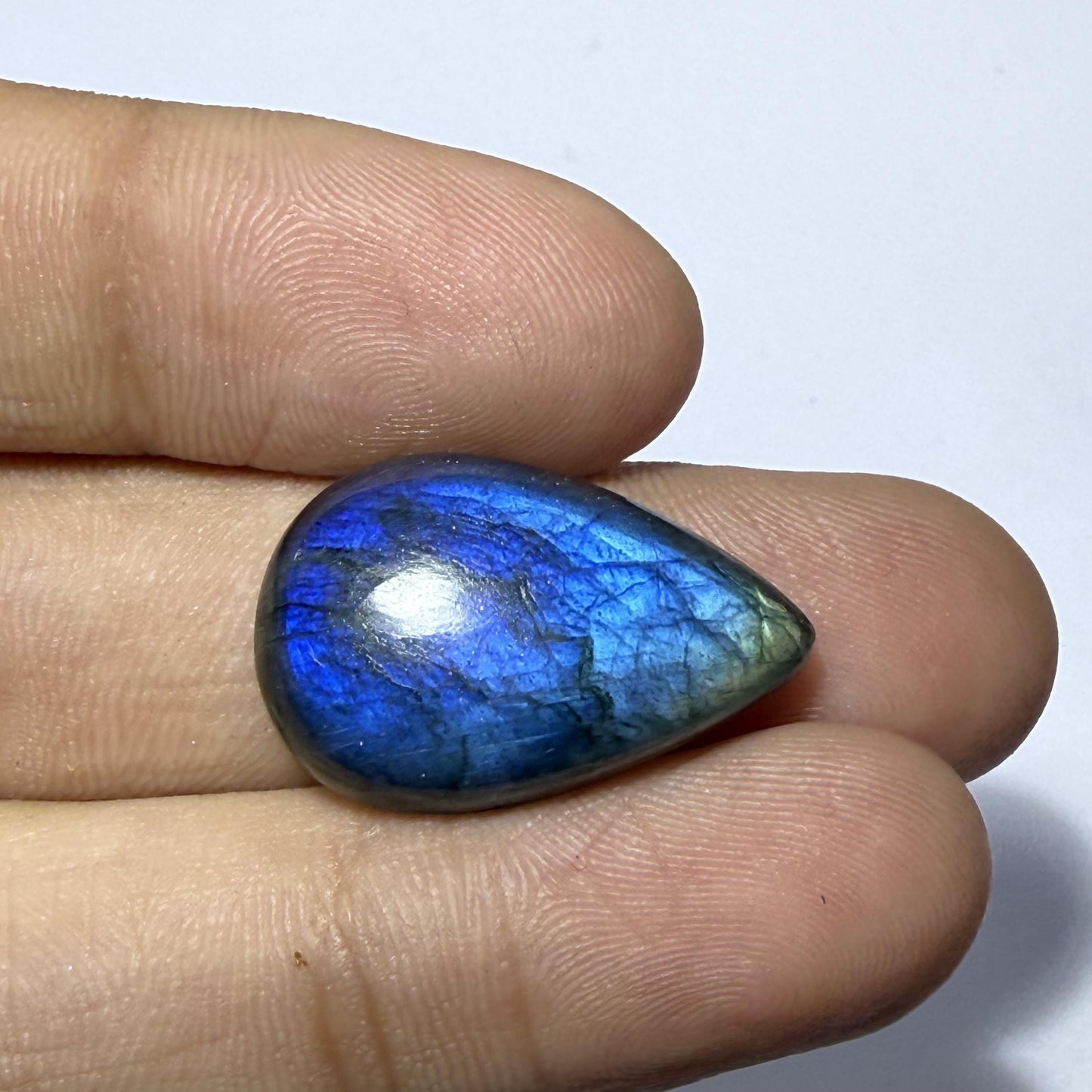 Natural Blue Labradorite Pear Cabochon, Flash Labradorite Gemstone, Pear Shape Loose Stone, Jewelry, Crystal Healing Gift (23x15x5mm 13cts)