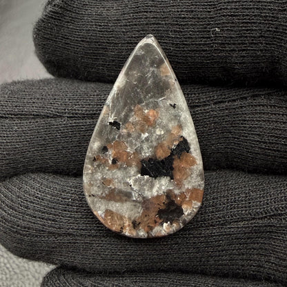 Natural UV Reactive Yooperlite Pear Cabochon, 35X21X6 mm, 32cts, Loose Gemstone for Jewelry Making