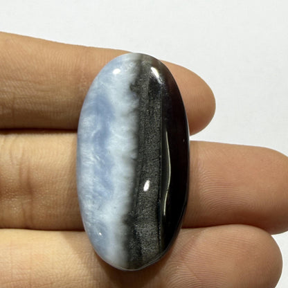 Natural Blue Opal Oval Cabochon, 35x18mm, Loose Gemstone for Jewelry Making