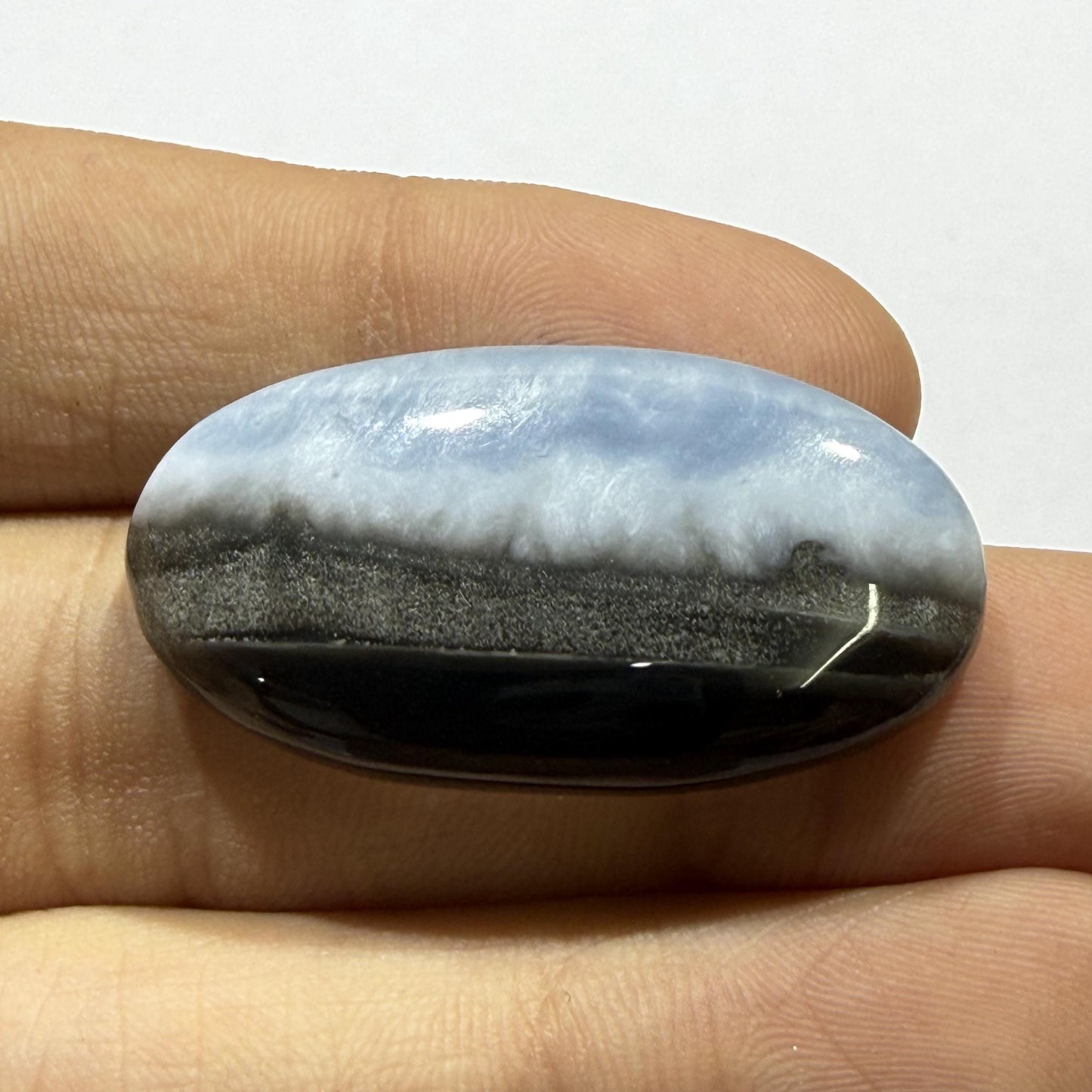 Natural Blue Opal Oval Cabochon, 35x18mm, Loose Gemstone for Jewelry Making