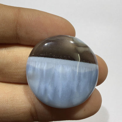 Natural Blue Opal Cabochon 26.5mm, 39 Ct Blue Opal Gemstone, Long Loose Cabochon Stone for Jewelry Making, Pendant & Ring