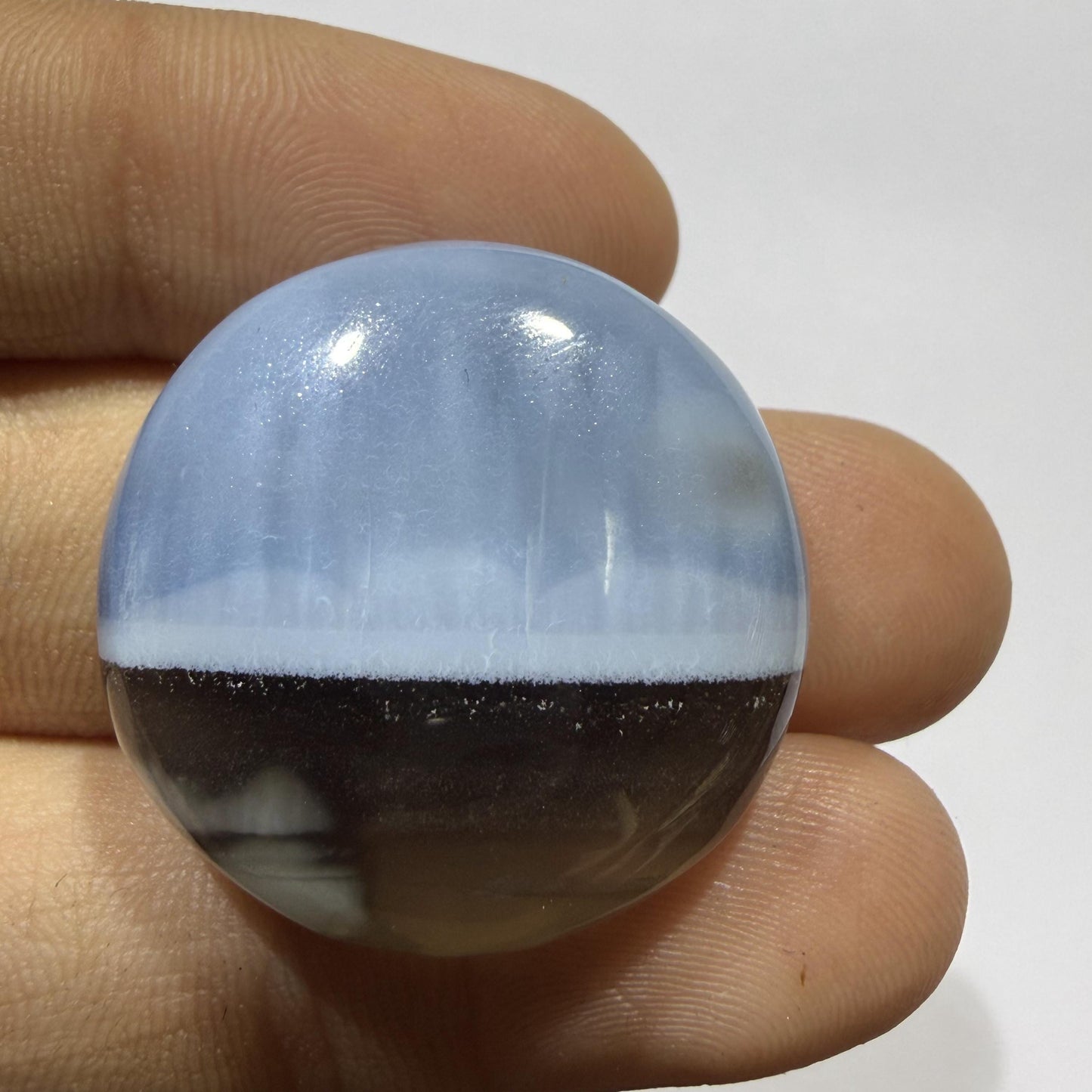 Natural Blue Opal Cabochon 26.5mm, 39 Ct Blue Opal Gemstone, Long Loose Cabochon Stone for Jewelry Making, Pendant & Ring