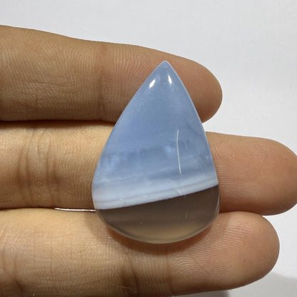 Natural Blue Opal Cabochon 31x22x6.5mm, 28 Ct Blue Opal Gemstone, Oval Loose Cabochon for Jewelry Making, Pendant & Ring