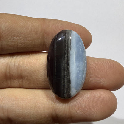 Natural Blue Opal Cabochon 28.5x17x6.5mm, 25 Ct Blue Opal Gemstone, Oval Loose Cabochon for Jewelry Making, Pendant & Ring
