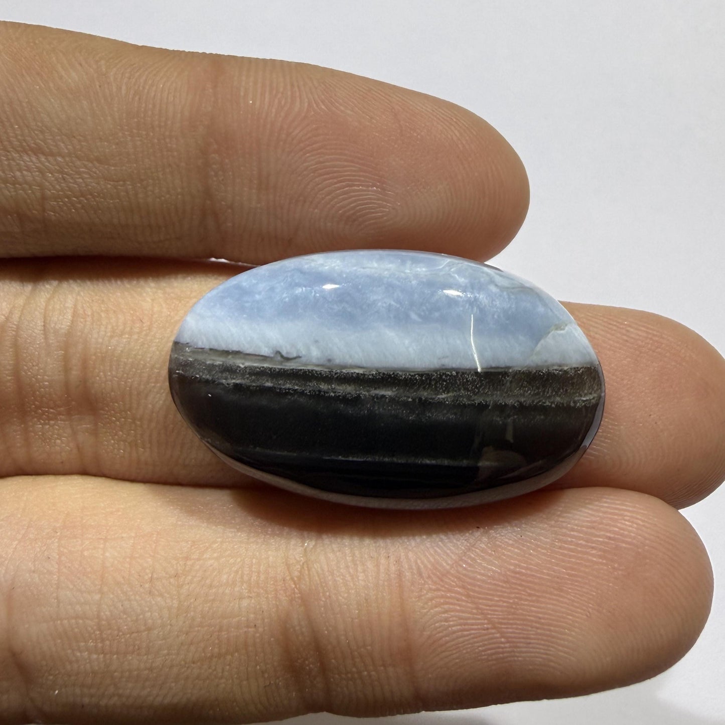 Natural Blue Opal Cabochon 28.5x17x6.5mm, 25 Ct Blue Opal Gemstone, Oval Loose Cabochon for Jewelry Making, Pendant & Ring