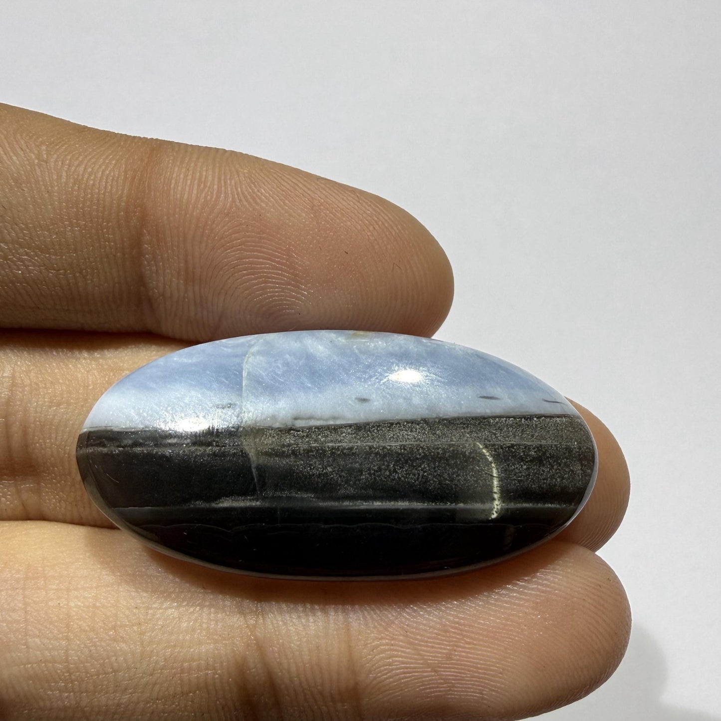 Natural Blue Opal Cabochon 37x18x6mm, 32 Ct Blue Opal Gemstone, Elongated Oval Loose Cabochon for Jewelry Making & Pendant