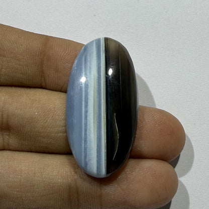 Natural Blue Opal Cabochon 36x18.5mm, 28 Ct Blue Opal Gemstone, Elongated Oval Loose Stone for Jewelry Making & Pendant