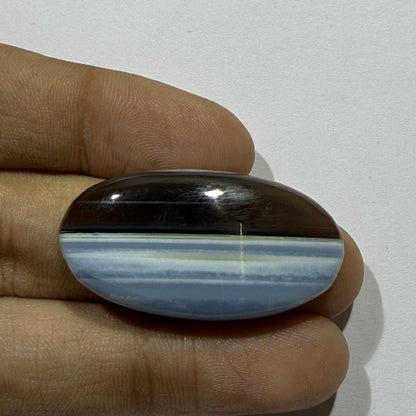 Natural Blue Opal Cabochon 36x18.5mm, 28 Ct Blue Opal Gemstone, Elongated Oval Loose Stone for Jewelry Making & Pendant