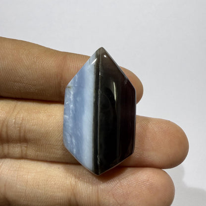 Natural Blue Opal Cabochon 33x18.5x6.5mm, 31 Ct Blue Opal Gemstone, Elongated Oval Loose Stone for Jewelry Making & Pendant