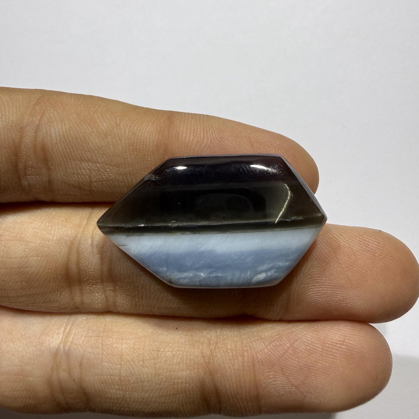 Natural Blue Opal Cabochon 33x18.5x6.5mm, 31 Ct Blue Opal Gemstone, Elongated Oval Loose Stone for Jewelry Making & Pendant