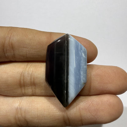 Natural Blue Opal Cabochon 33x18.5x6.5mm, 31 Ct Blue Opal Gemstone, Elongated Oval Loose Stone for Jewelry Making & Pendant
