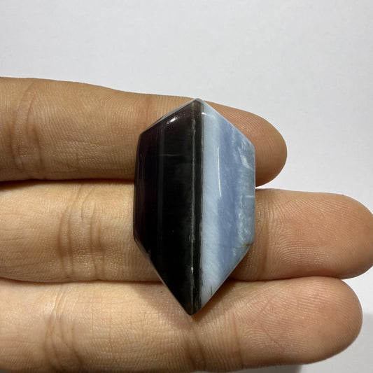 Natural Blue Opal Cabochon 33x18.5x6.5mm, 31 Ct Blue Opal Gemstone, Elongated Oval Loose Stone for Jewelry Making & Pendant