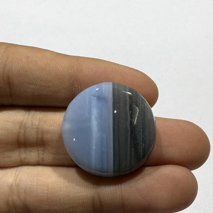 Natural Matrix Blue Opal Round Cabochon, 32 Ct, Loose Gemstone for Jewelry Making