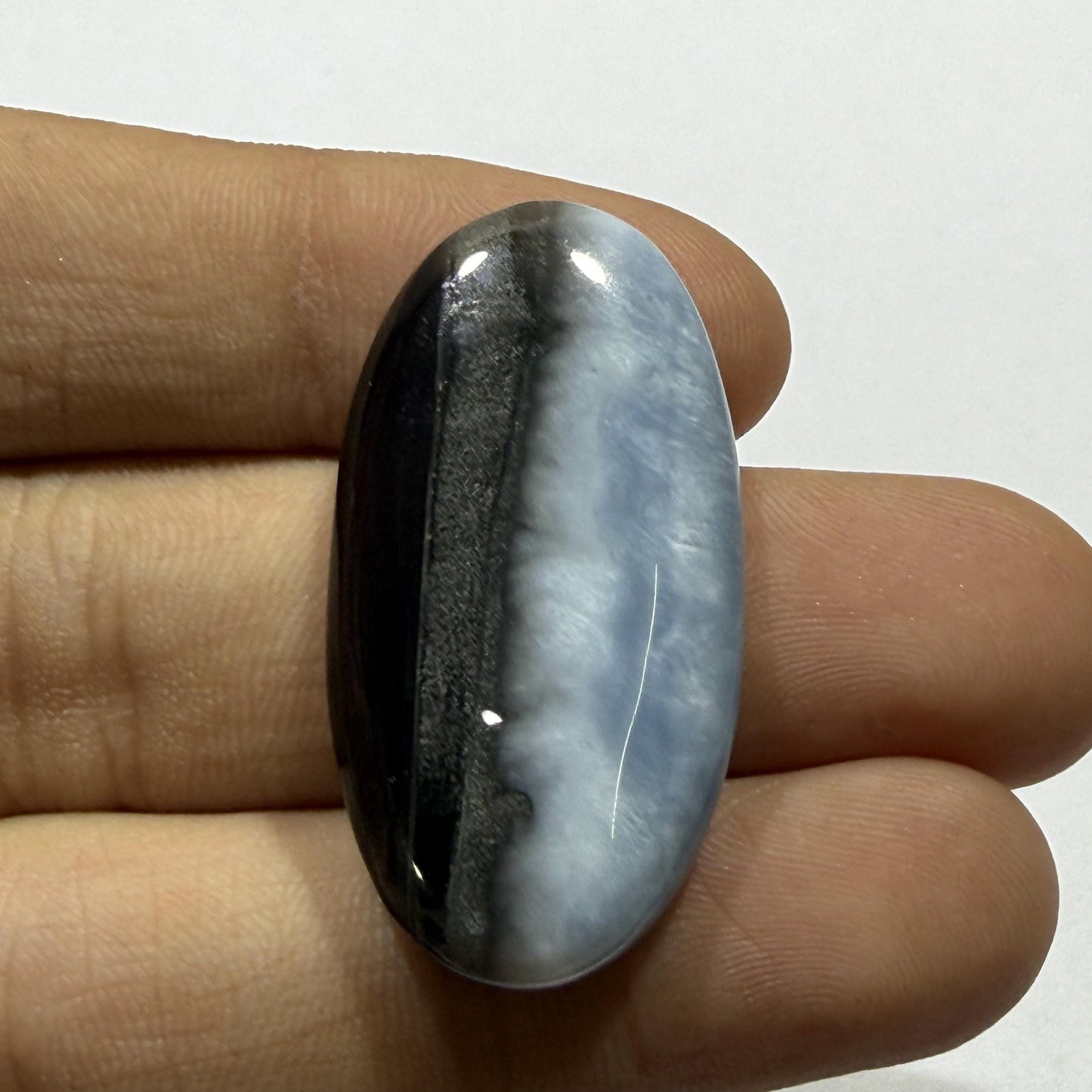 Natural Blue Opal Oval Cabochon, 35x18mm, Loose Gemstone for Jewelry Making