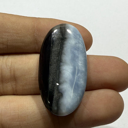 Natural Blue Opal Oval Cabochon, 35x18mm, Loose Gemstone for Jewelry Making
