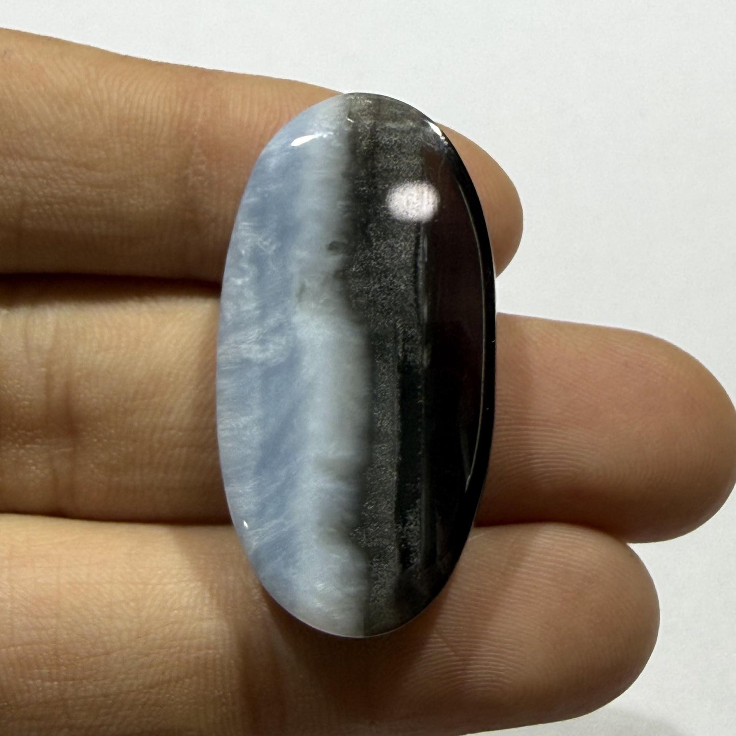 Natural Blue Opal Oval Cabochon, 35x18mm, Loose Gemstone for Jewelry Making