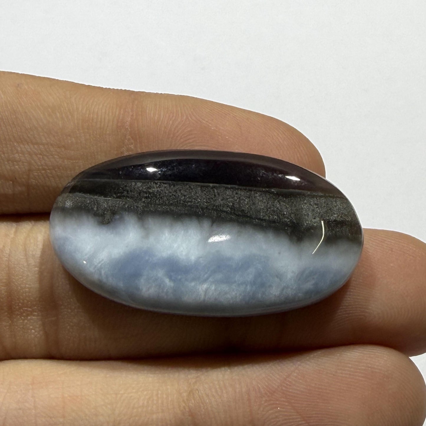 Natural Blue Opal Oval Cabochon, 35x18mm, Loose Gemstone for Jewelry Making