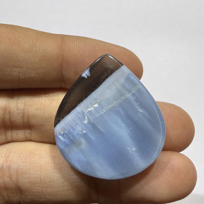 Natural Blue Opal Cabochon 31x27x7mm, 38 Ct Blue Opal Gemstone, Large Oval Loose Stone for Jewelry Making, Pendant & Ring