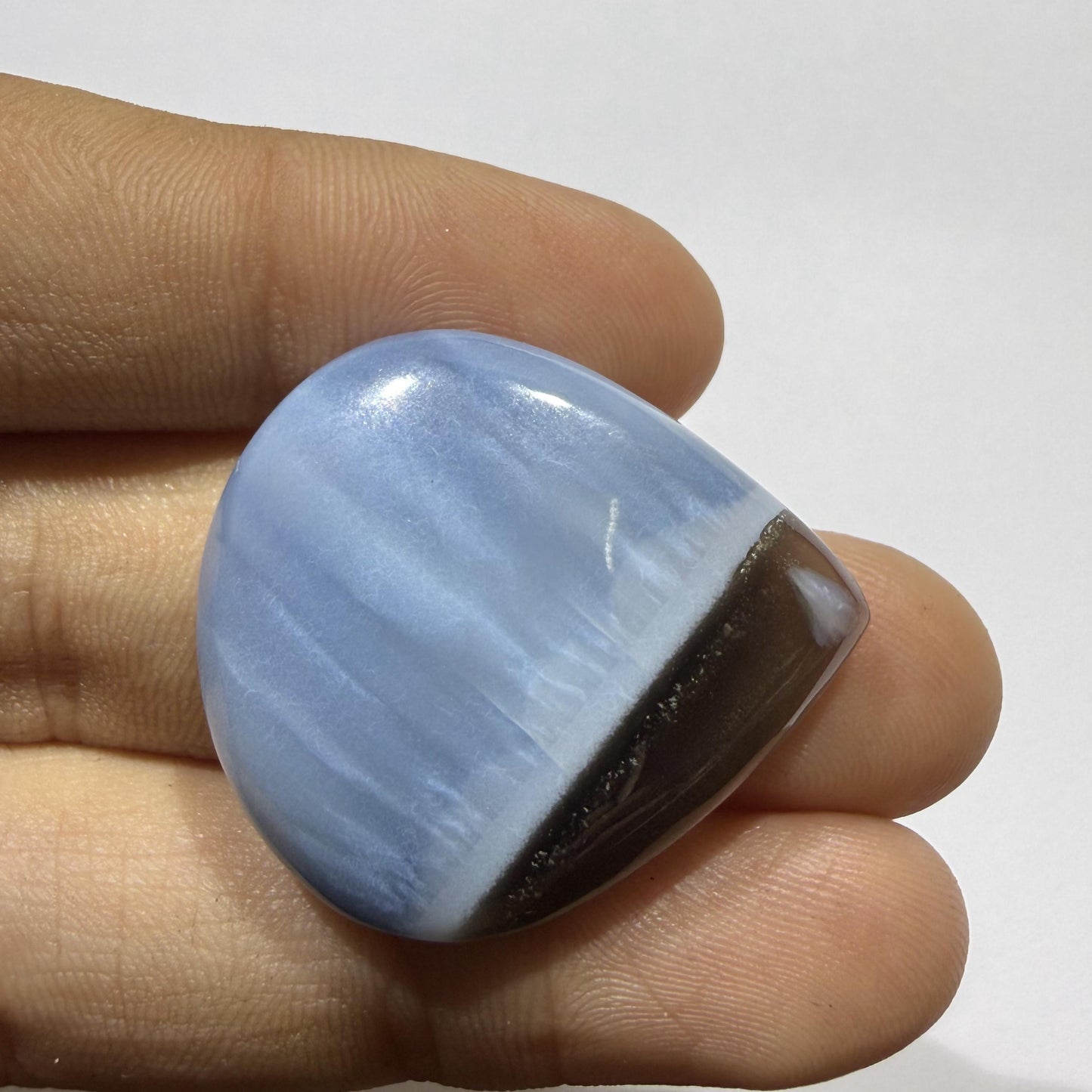 Natural Blue Opal Cabochon 31x27x7mm, 38 Ct Blue Opal Gemstone, Large Oval Loose Stone for Jewelry Making, Pendant & Ring