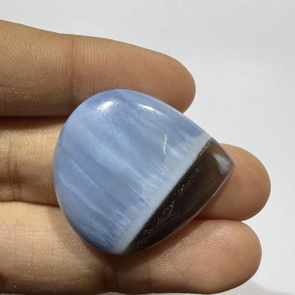 Natural Blue Opal Cabochon 31x27x7mm, 38 Ct Blue Opal Gemstone, Large Oval Loose Stone for Jewelry Making, Pendant & Ring