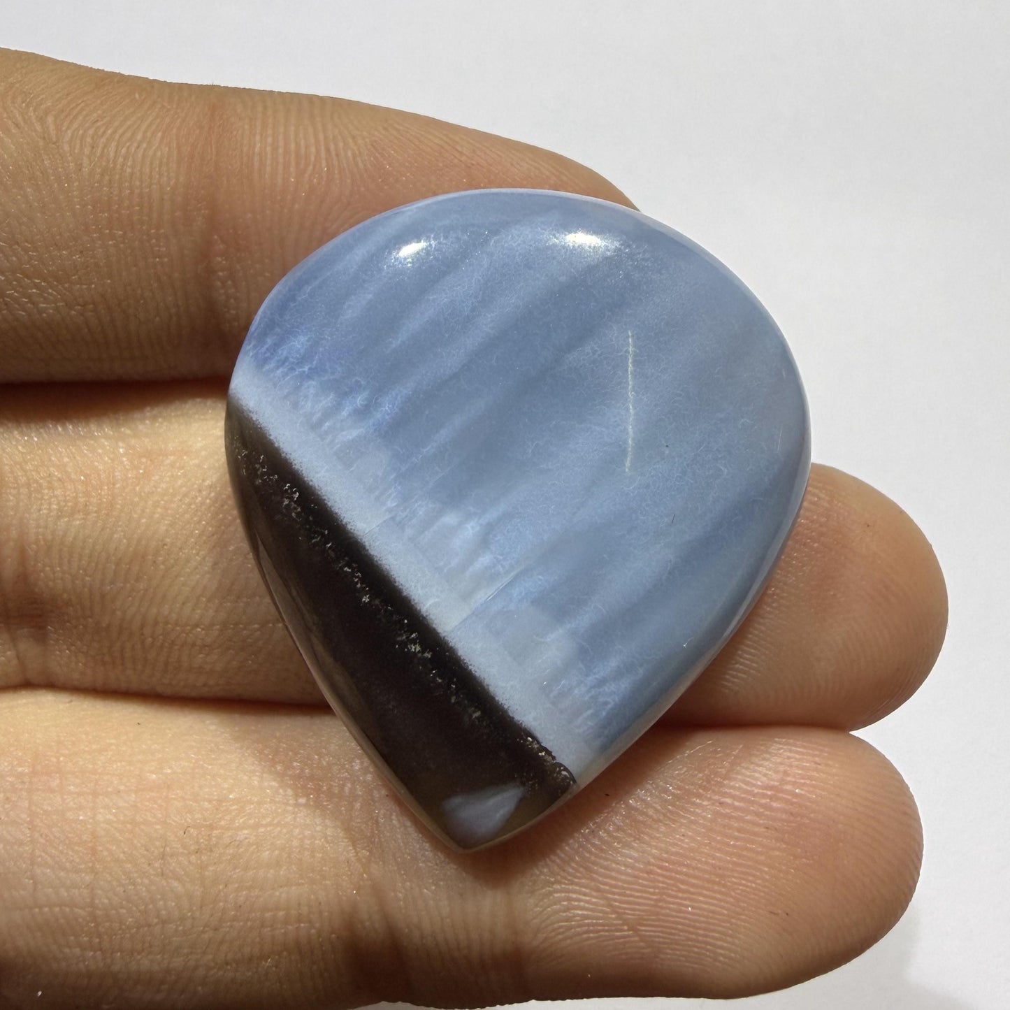 Natural Blue Opal Cabochon 31x27x7mm, 38 Ct Blue Opal Gemstone, Large Oval Loose Stone for Jewelry Making, Pendant & Ring
