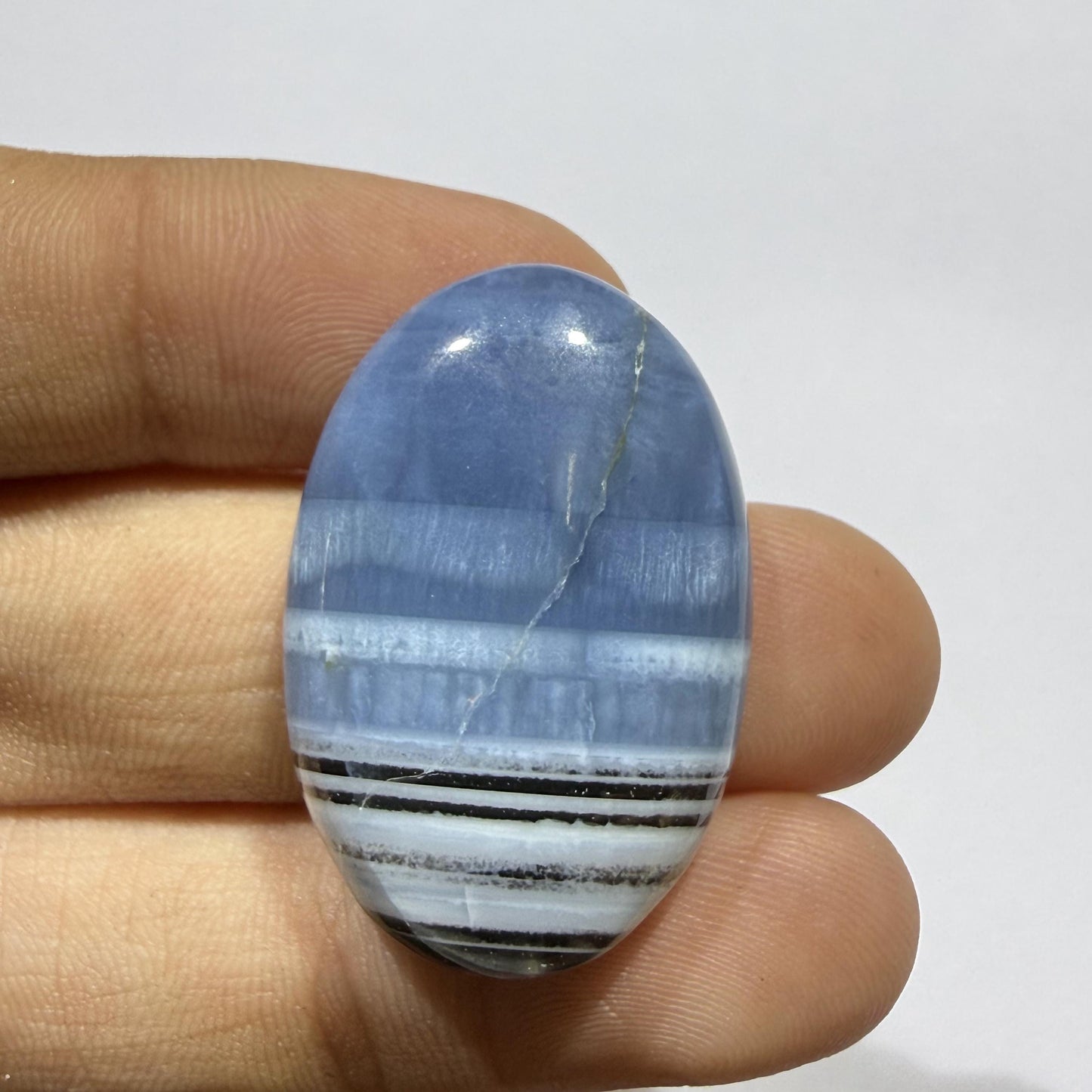 Natural Blue Opal Cabochon 31x21x7mm, 31 Ct Blue Opal Gemstone, Oval Loose Stone for Jewelry Making, Pendant & Ring