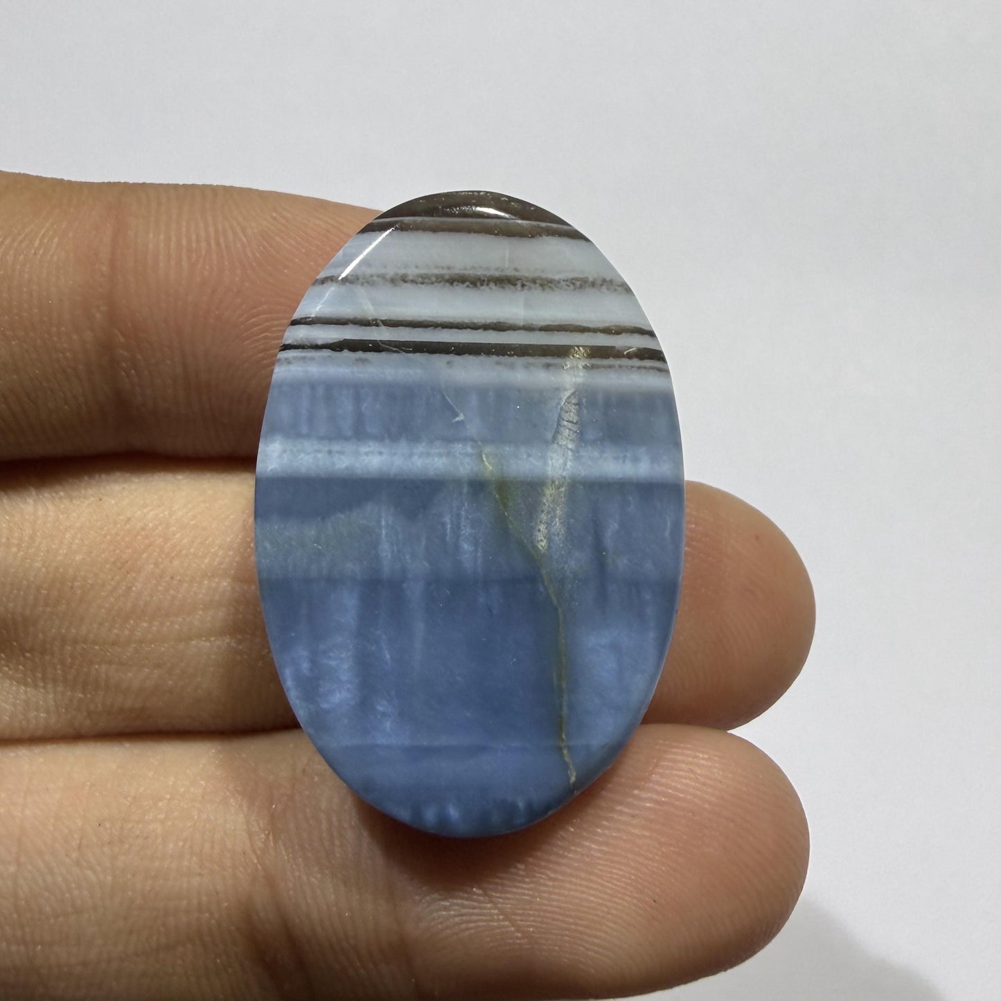 Natural Blue Opal Cabochon 31x21x7mm, 31 Ct Blue Opal Gemstone, Oval Loose Stone for Jewelry Making, Pendant & Ring