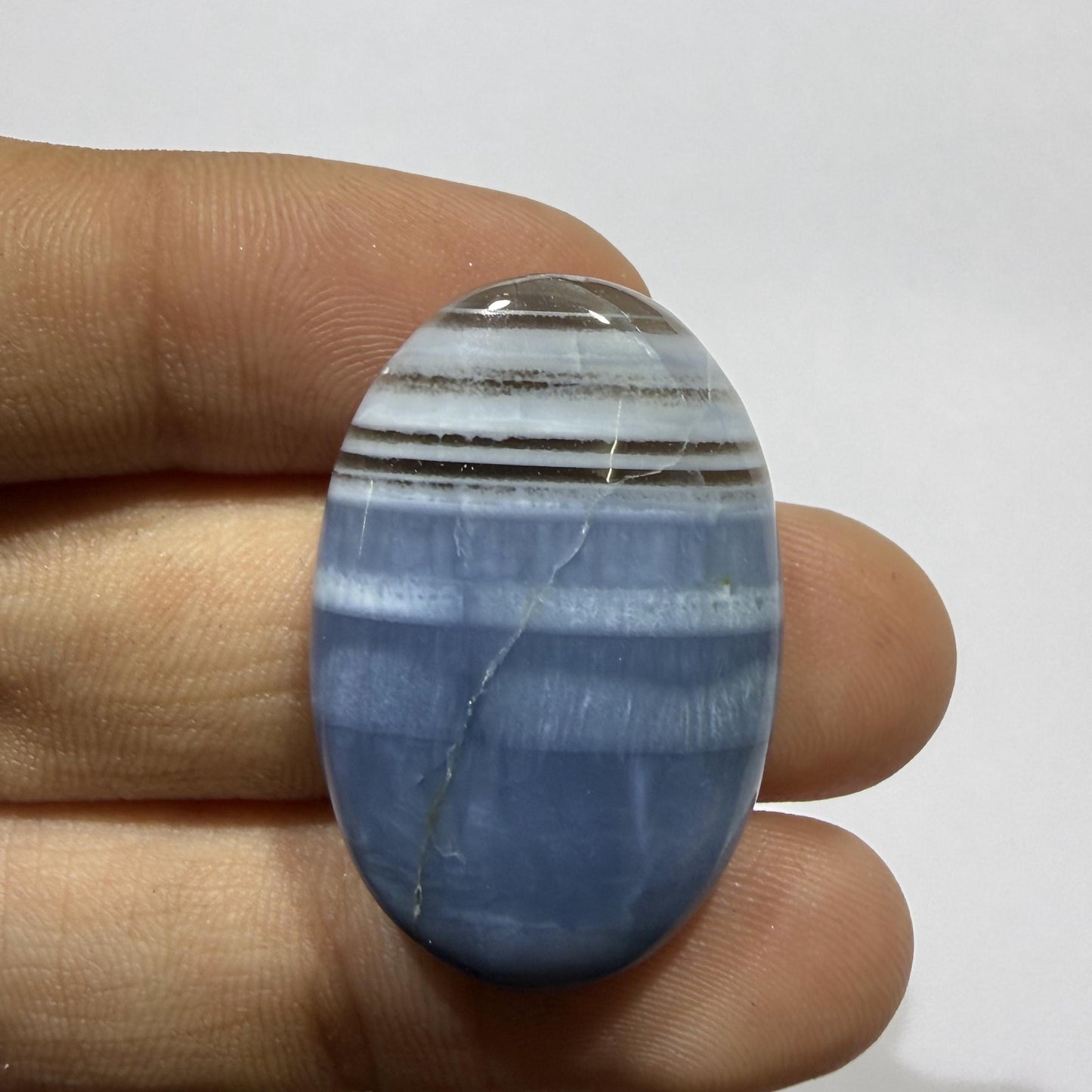 Natural Blue Opal Cabochon 31x21x7mm, 31 Ct Blue Opal Gemstone, Oval Loose Stone for Jewelry Making, Pendant & Ring
