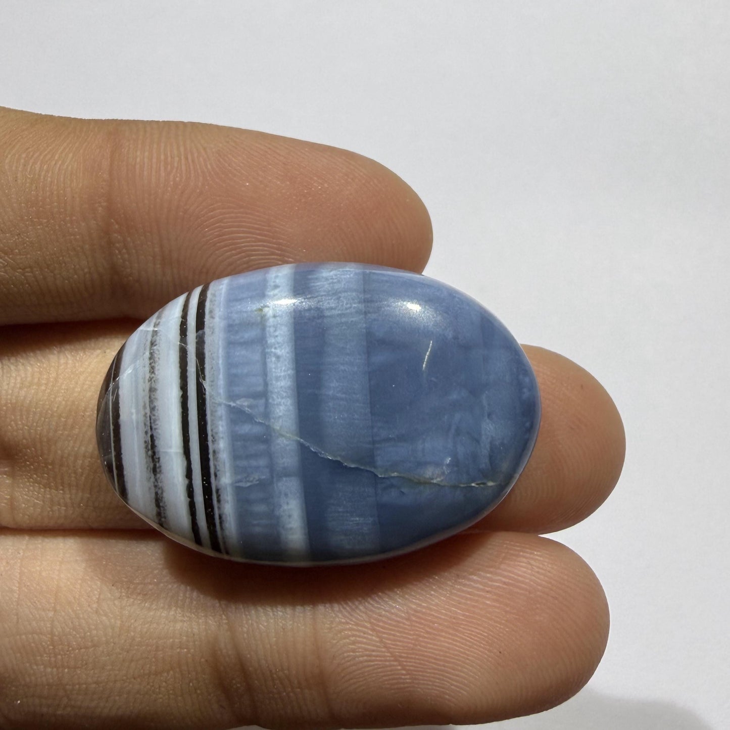 Natural Blue Opal Cabochon 31x21x7mm, 31 Ct Blue Opal Gemstone, Oval Loose Stone for Jewelry Making, Pendant & Ring