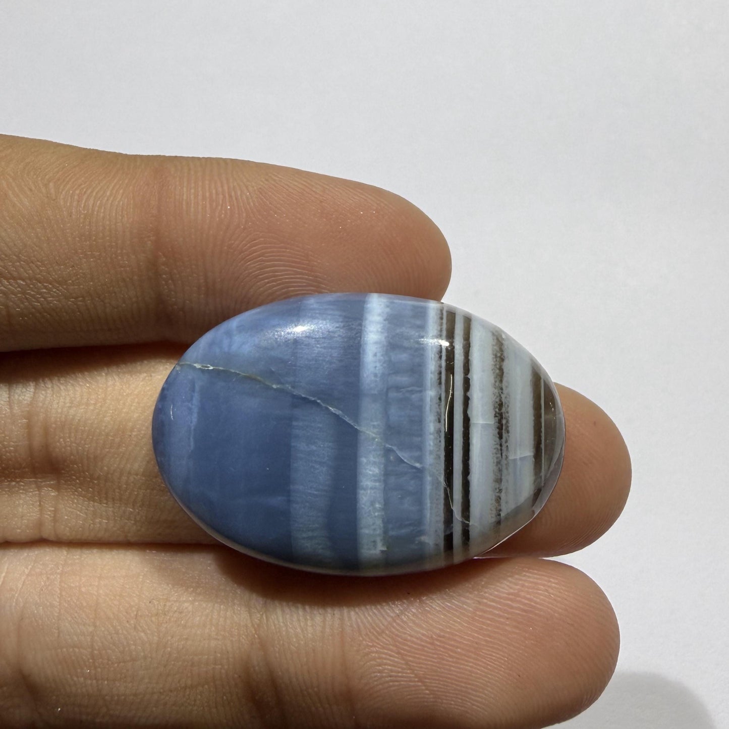 Natural Blue Opal Cabochon 31x21x7mm, 31 Ct Blue Opal Gemstone, Oval Loose Stone for Jewelry Making, Pendant & Ring