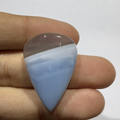 Natural Blue Opal Cabochon 31x22x6.5mm, 28 Ct Blue Opal Gemstone, Oval Loose Cabochon for Jewelry Making, Pendant & Ring