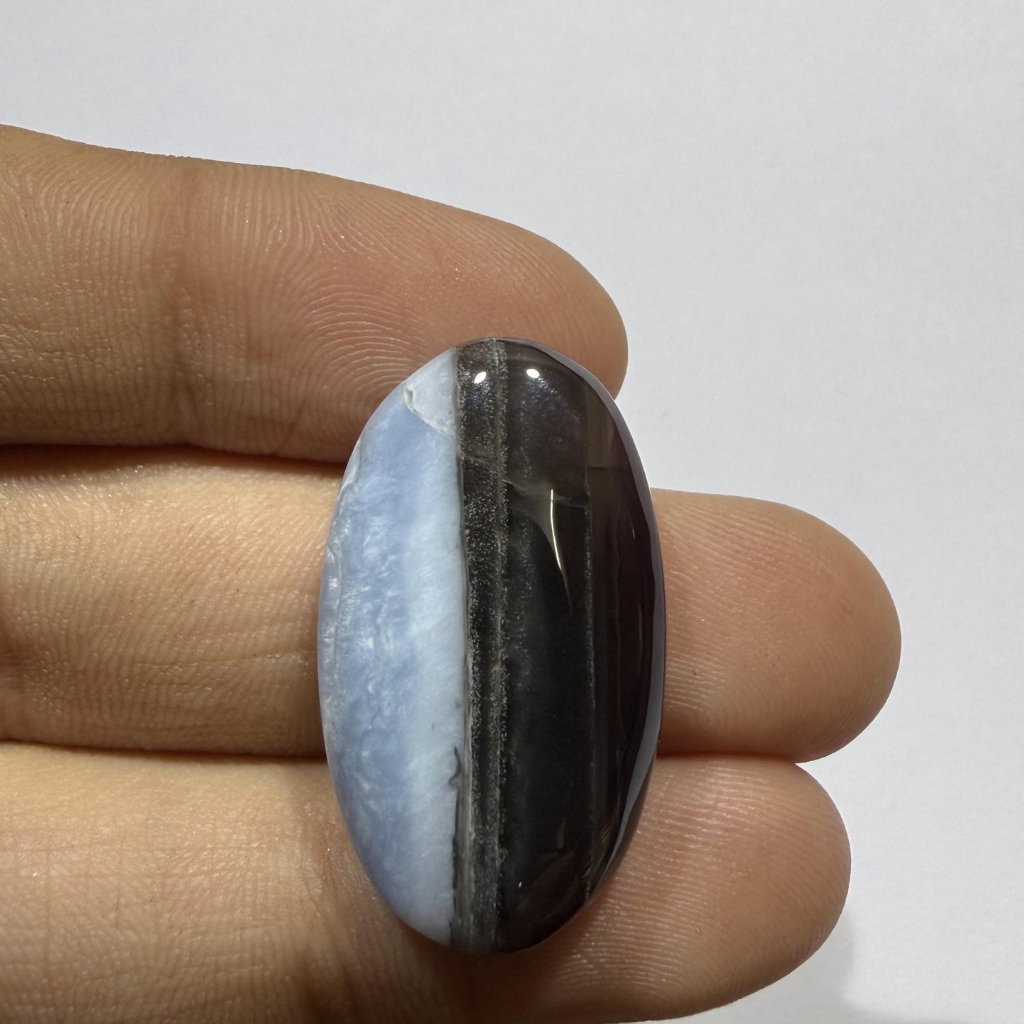 Natural Blue Opal Cabochon 28.5x17x6.5mm, 25 Ct Blue Opal Gemstone, Oval Loose Cabochon for Jewelry Making, Pendant & Ring