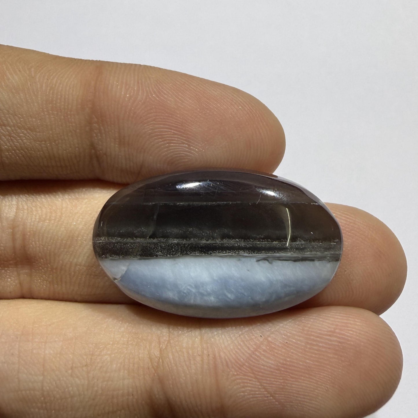 Natural Blue Opal Cabochon 28.5x17x6.5mm, 25 Ct Blue Opal Gemstone, Oval Loose Cabochon for Jewelry Making, Pendant & Ring