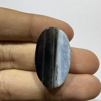 Natural Blue Opal Cabochon 28.5x17x6.5mm, 25 Ct Blue Opal Gemstone, Oval Loose Cabochon for Jewelry Making, Pendant & Ring