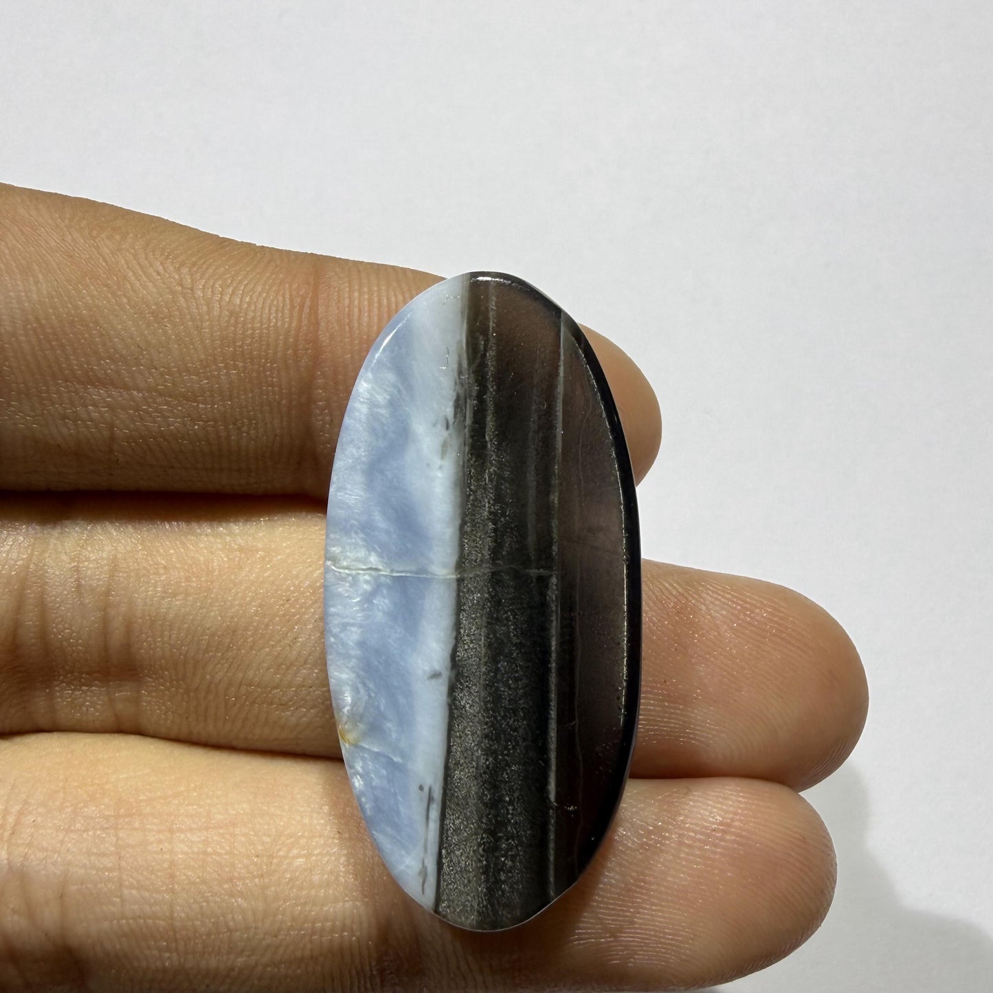Natural Blue Opal Cabochon 37x18x6mm, 32 Ct Blue Opal Gemstone, Elongated Oval Loose Cabochon for Jewelry Making & Pendant