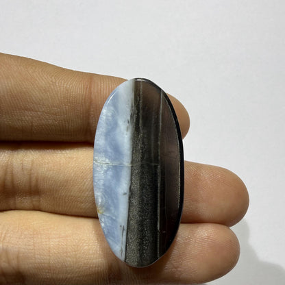 Natural Blue Opal Cabochon 37x18x6mm, 32 Ct Blue Opal Gemstone, Elongated Oval Loose Cabochon for Jewelry Making & Pendant