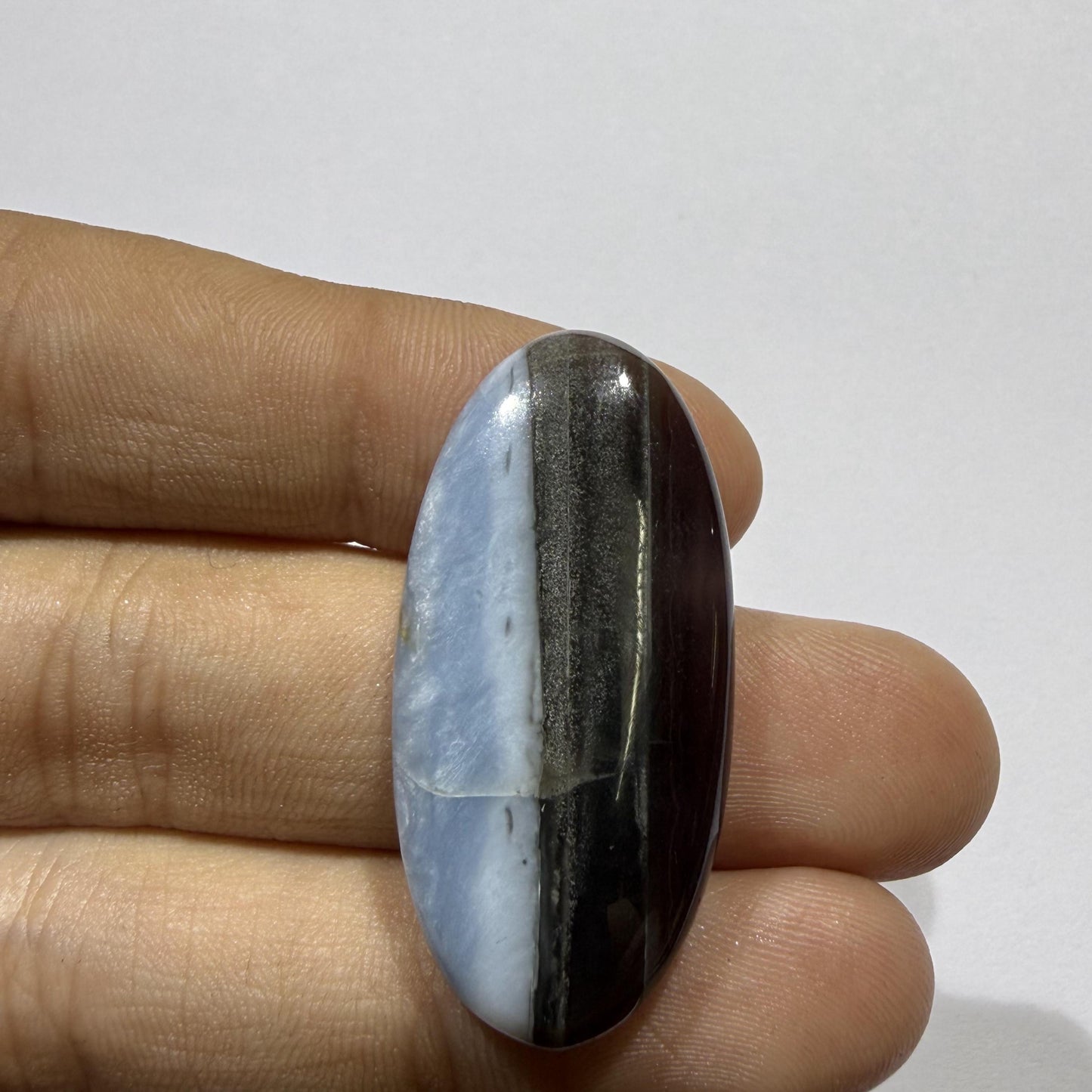 Natural Blue Opal Cabochon 37x18x6mm, 32 Ct Blue Opal Gemstone, Elongated Oval Loose Cabochon for Jewelry Making & Pendant