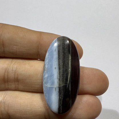 Natural Blue Opal Cabochon 37x18x6mm, 32 Ct Blue Opal Gemstone, Elongated Oval Loose Cabochon for Jewelry Making & Pendant