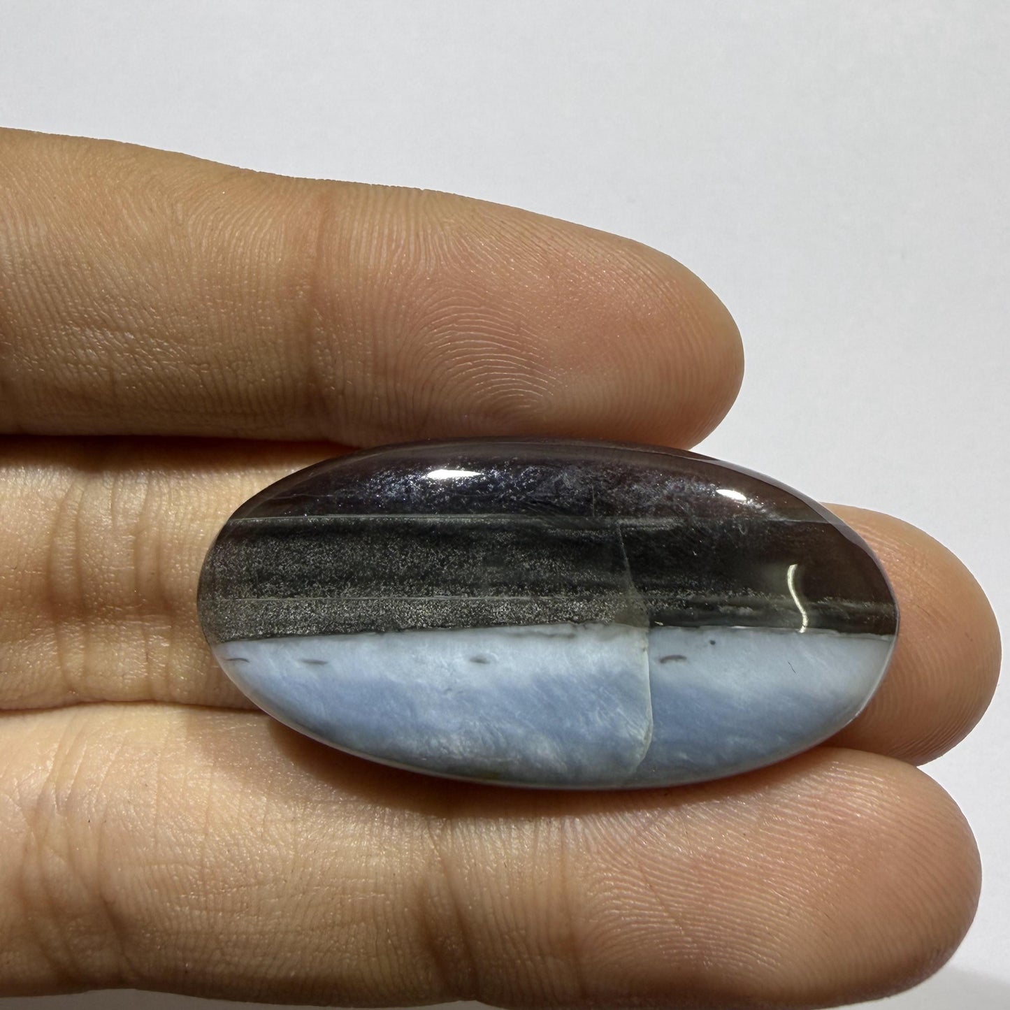 Natural Blue Opal Cabochon 37x18x6mm, 32 Ct Blue Opal Gemstone, Elongated Oval Loose Cabochon for Jewelry Making & Pendant