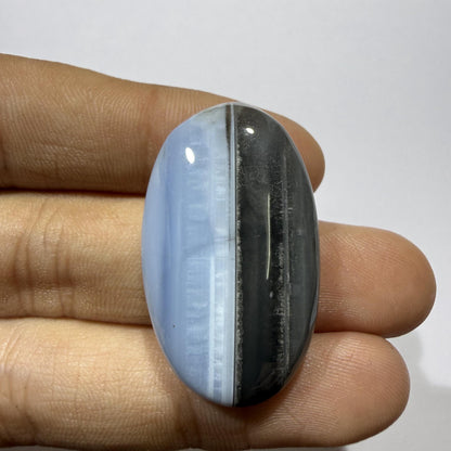 Natural Blue Opal Cabochon 34.5x20mm, 41 Ct Blue Opal Gemstone, Oval Loose Cabochon for Jewelry Making, Pendant & Ring