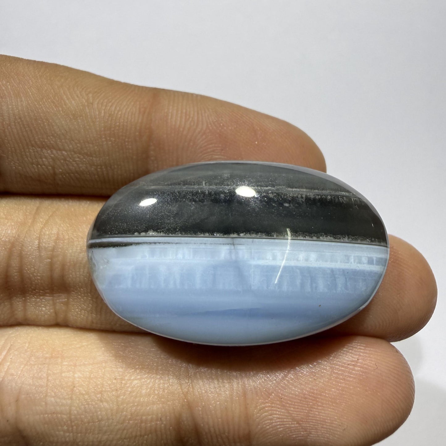 Natural Blue Opal Cabochon 34.5x20mm, 41 Ct Blue Opal Gemstone, Oval Loose Cabochon for Jewelry Making, Pendant & Ring