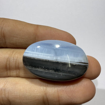 Natural Blue Opal Cabochon 34.5x20mm, 41 Ct Blue Opal Gemstone, Oval Loose Cabochon for Jewelry Making, Pendant & Ring