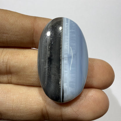 Natural Blue Opal Cabochon 34.5x20mm, 41 Ct Blue Opal Gemstone, Oval Loose Cabochon for Jewelry Making, Pendant & Ring