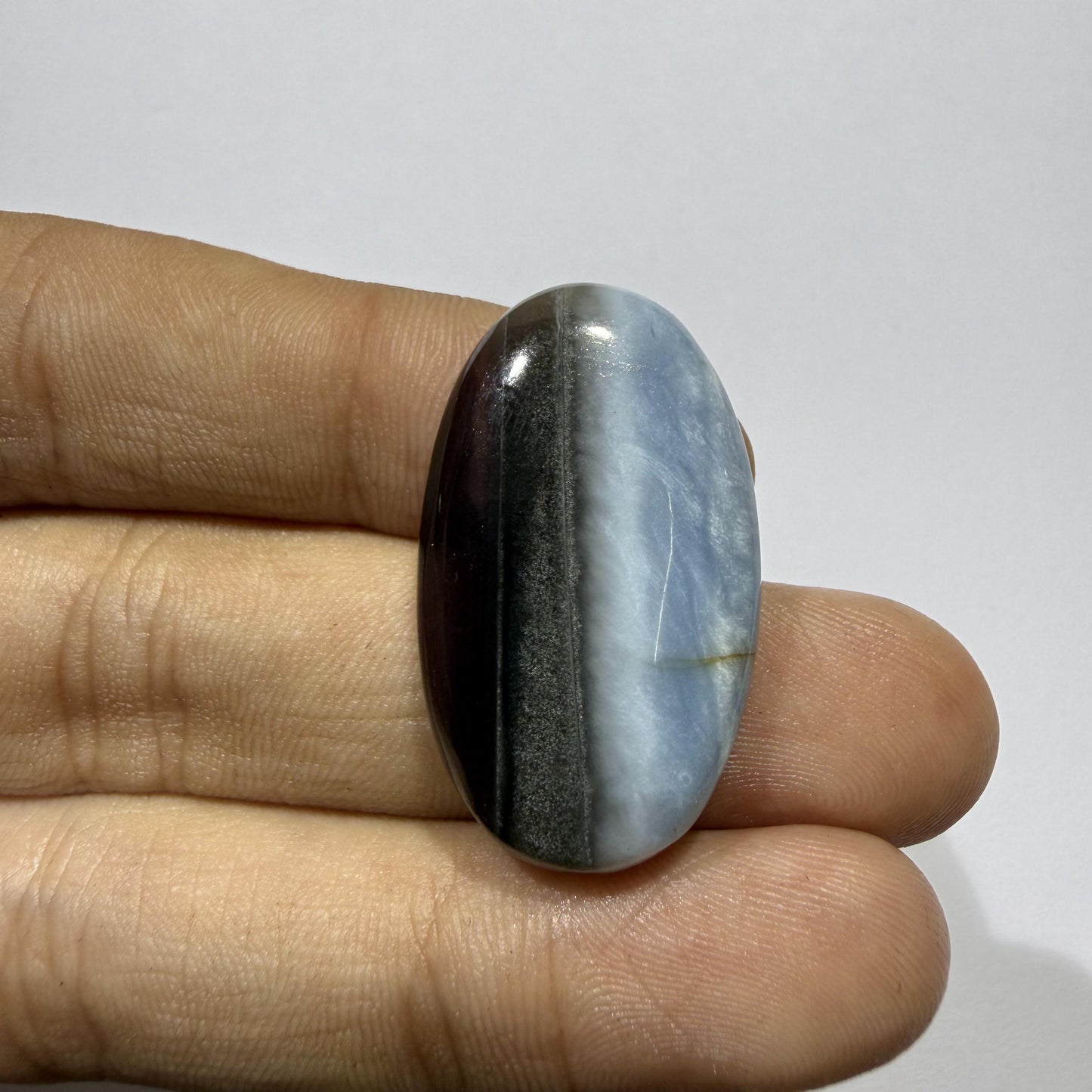Natural Blue Opal Cabochon 31x18x6mm, 27 Ct Blue Opal Gemstone, Oval Loose Cabochon for Jewelry Making, Pendant & Ring