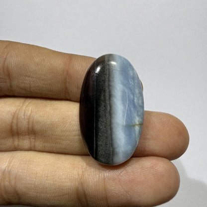 Natural Blue Opal Cabochon 31x18x6mm, 27 Ct Blue Opal Gemstone, Oval Loose Cabochon for Jewelry Making, Pendant & Ring