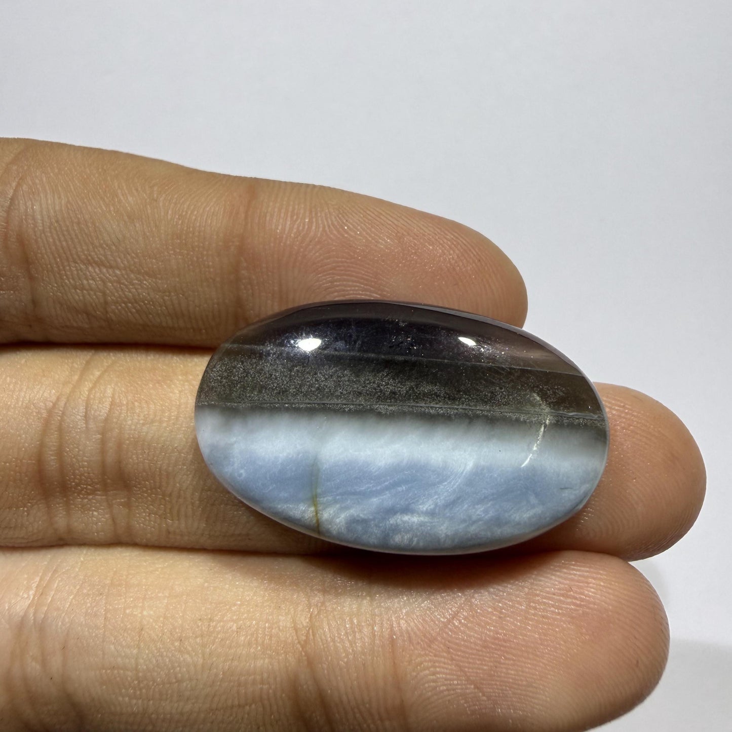 Natural Blue Opal Cabochon 31x18x6mm, 27 Ct Blue Opal Gemstone, Oval Loose Cabochon for Jewelry Making, Pendant & Ring