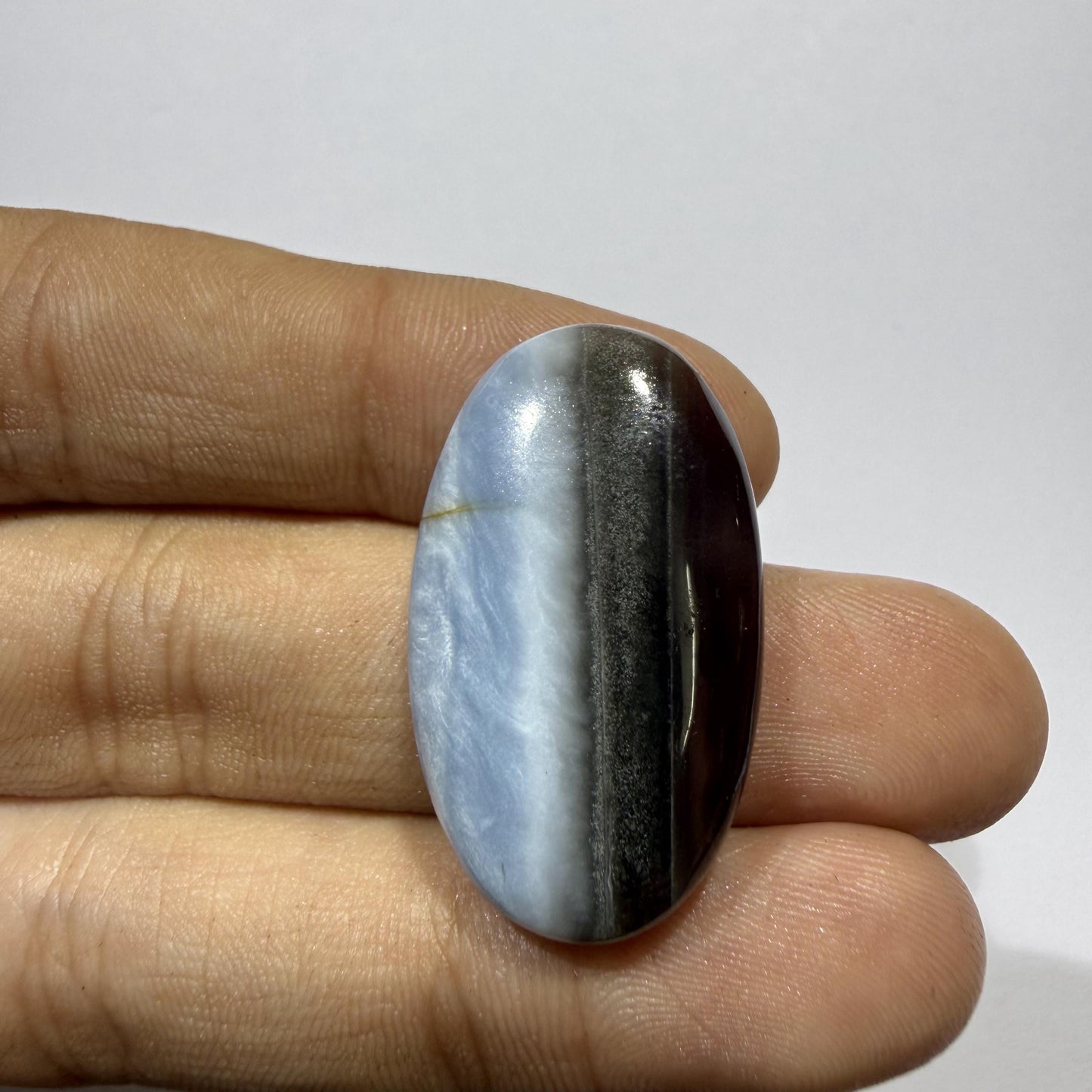 Natural Blue Opal Cabochon 31x18x6mm, 27 Ct Blue Opal Gemstone, Oval Loose Cabochon for Jewelry Making, Pendant & Ring