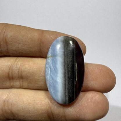 Natural Blue Opal Cabochon 31x18x6mm, 27 Ct Blue Opal Gemstone, Oval Loose Cabochon for Jewelry Making, Pendant & Ring
